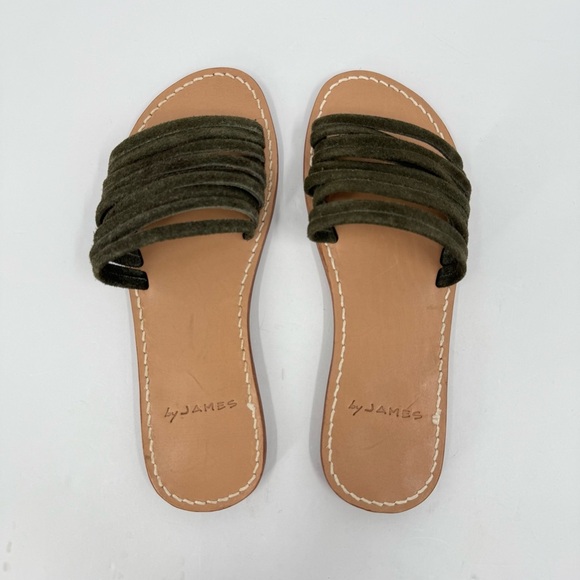by James Olivia Slide Sandal in Olive Green Suede Size 7 - Picture 9 of 10